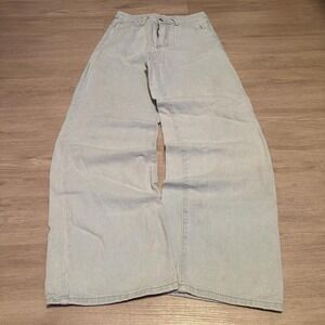 26x28 Light Wash Blue Baggy Wide Leg Jeans Y2K Grunge Vintage 2000s